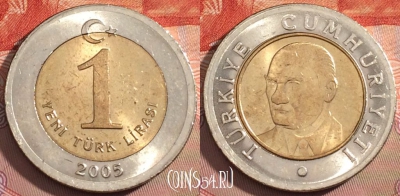 Турция 1 новая лира 2005 года, KM# 1169, 123a-130