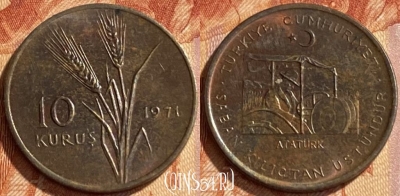 Турция 10 курушей 1971 года, KM# 898.1, 468q-238