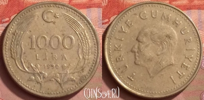 Турция 1000 лир 1990 года, KM# 997, 056l-137