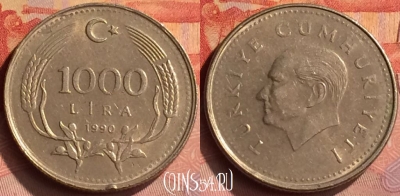Турция 1000 лир 1990 года, KM# 997, 283n-043