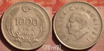 Турция 1000 лир 1991 года, KM# 997, 229l-025