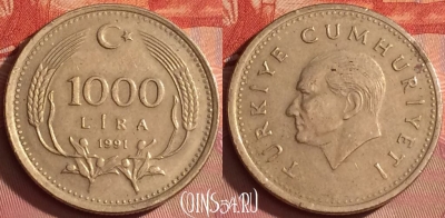 Турция 1000 лир 1991 года, KM# 997, 311l-102