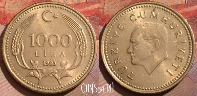 Турция 1000 лир 1993 года, KM# 997, 171a-143