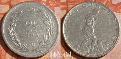 Турция 2 1/2 лиры 1961 года, KM# 893.1, 481р-028