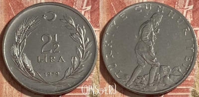 Турция 2 1/2 лиры 1979 года, KM# 893.2, 478р-061 ♛