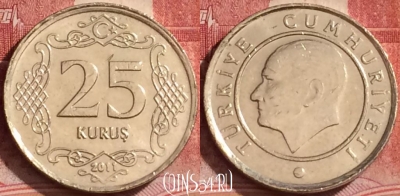 Турция 25 курушей 2011 года, KM# 1242, 379k-077