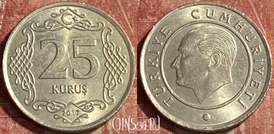 Турция 25 курушей 2017 года, KM# 1242, 463r-173