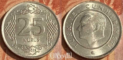 Турция 25 курушей 2019 года, KM# 1242, 462r-215