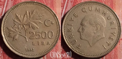 Турция 2500 лир 1992 года, KM# 1015, 189j-057