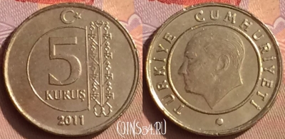 Турция 5 курушей 2011 года, KM# 1240, 450-058