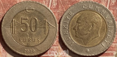 Турция 50 курушей 2020 года, KM# 1243, 063r-076