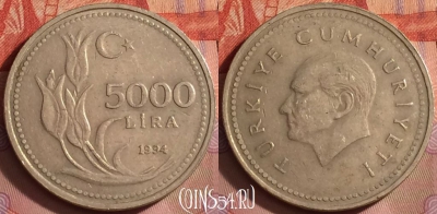 Турция 5000 лир 1994 года, KM# 1025, 254k-038