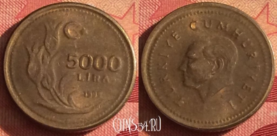 Турция 5000 лир 1995 года, KM# 1029.1, 241i-077