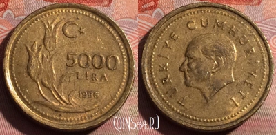 Турция 5000 лир 1996 года, KM# 1029.1, 250a-139