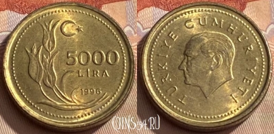 Турция 5000 лир 1996 года, KM# 1029.1, 430q-086