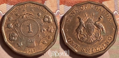 Уганда 1 шиллинг 1987 года, KM# 27, 464q-009