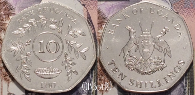 Уганда 10 шиллингов 1987 года, KM 30, 119-041