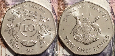 Уганда 10 шиллингов 1987 года, KM# 30, UNC, 135-095