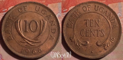 Уганда 10 центов 1966 года, KM# 2, 097f-025