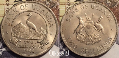 Уганда 2 шиллинга 1966 года, КМ# 6, 245-008