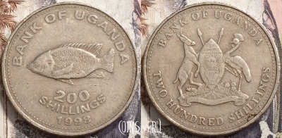 Уганда 200 шиллингов 1998 года, KM# 68, 133-106