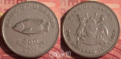 Уганда 200 шиллингов 2007 года, KM# 68a, 303i-059