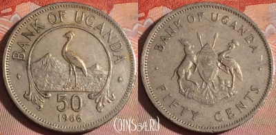 Уганда 50 центов 1966 года, KM# 4, 121b-050