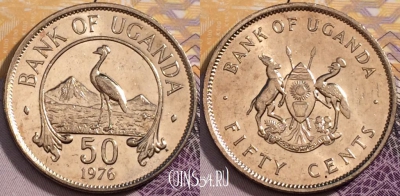 Уганда 50 центов 1976 года, KM# 4a, 229-131