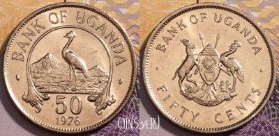 Уганда 50 центов 1976 года, KM# 4a, 229-132