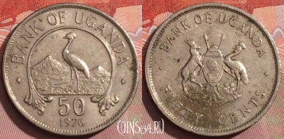 Уганда 50 центов 1976 года, KM# 4a, 234a-014