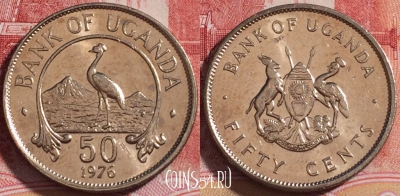 Уганда 50 центов 1976 года, KM# 4a, 255-086