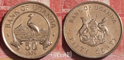 Уганда 50 центов 1976 года, KM# 4a, 255-103