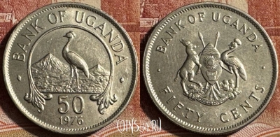 Уганда 50 центов 1976 года, KM# 4a, UNC, s452s-005