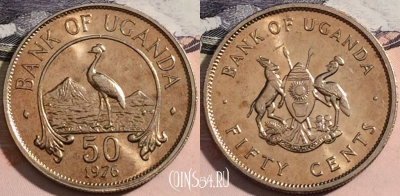 Уганда 50 центов 1976 года, KM# 4a, a093-024