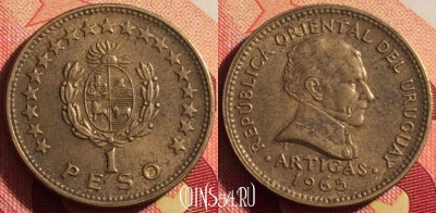 Уругвай 1 песо 1965 года, KM# 46, 203i-142