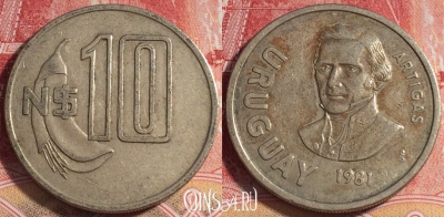Уругвай 10 новых песо 1981 года, KM# 79, 074b-009