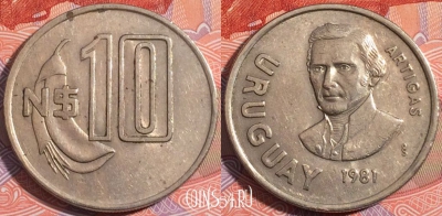 Уругвай 10 новых песо 1981 года, KM# 79, a146-128