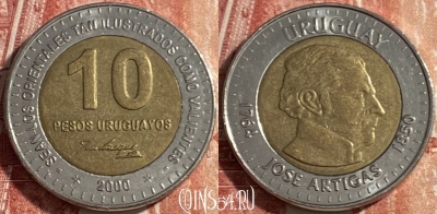 Уругвай 10 песо 2000 года, KM# 121, 476р-114