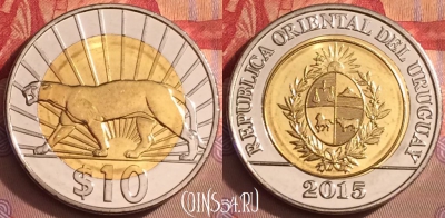 Уругвай 10 песо 2015 года, KM# 134, 091j-098