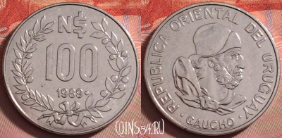 Уругвай 100 новых песо 1989 года, KM# 96, 146j-066