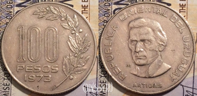 Уругвай 100 песо 1973 года, KM# 59, 202-113