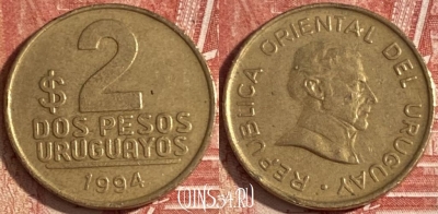 Уругвай 2 песо 1994 года, KM# 104.1, 192r-044