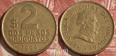 Уругвай 2 песо 1994 года, KM# 104.1, 474r-053