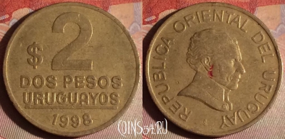 Уругвай 2 песо 1998 года, KM# 104.2, 337g-140