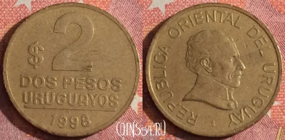 Уругвай 2 песо 1998 года, KM# 104.2, 348-116