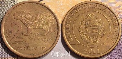 Уругвай 2 песо 2011 года, KM# 136, 139-032