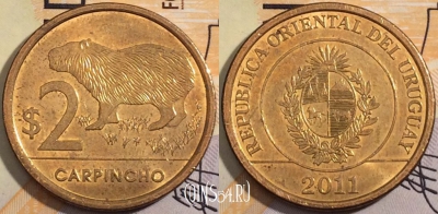 Уругвай 2 песо 2011 года, KM# 136, 187-014
