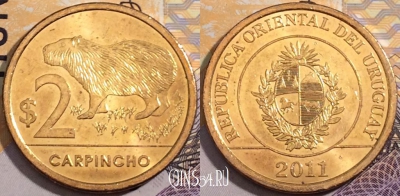 Уругвай 2 песо 2011 года, KM# 136, 187-015