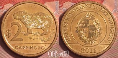 Уругвай 2 песо 2011 года, KM# 136, 187k-067