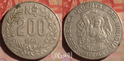 Уругвай 200 новых песо 1989 года, KM# 97, 098c-006